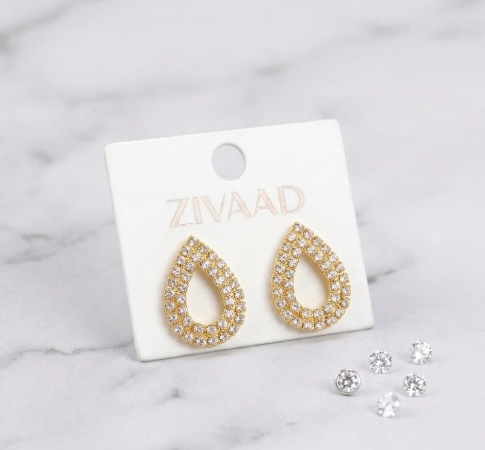Gold Sparkling Statement Stud Earrings