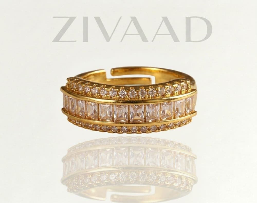 Baguette Crystal Adjustable Ring